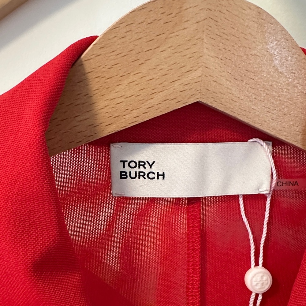 Tory Burch Vibrant Red half zip Shirt - Picture 2 of 4